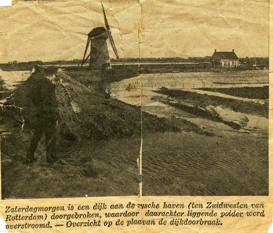 1, Molen 01919 Polder Deijffelbroek, Laagjesmolen (Pernis), Krantenartikel, collectie Fred Koster | Database Nederlandse molens