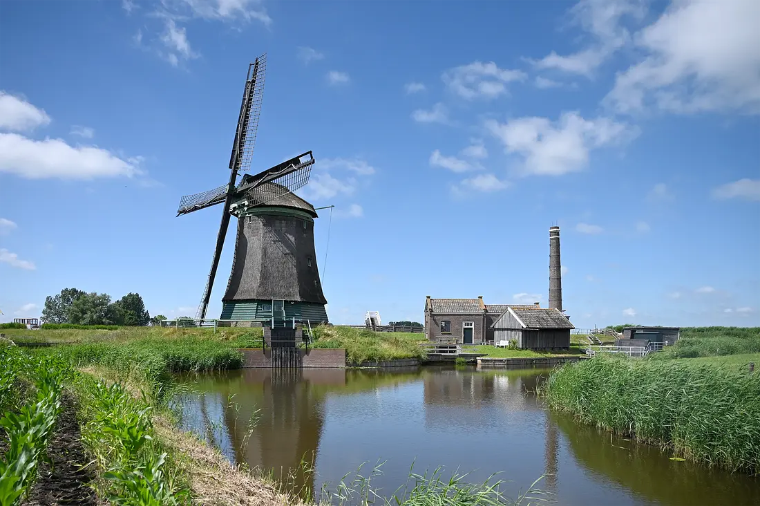 1, Molen 00773 De Kaagmolen (Spanbroek), Afke Stein (15-11-2021)Deze foto laat het molencomplex zien vanaf de polderzijde, zo zie je dat bijna nooit.&nbsp; | Database Nederlandse molens