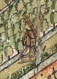 Molen 08347 Molen te Goidschalxoord (goidschalxoord), uitsnede van kaart: Indervelde (landmeter), 1624, detail, beeldbank RAD 1100_40019 | Database Nederlandse molens