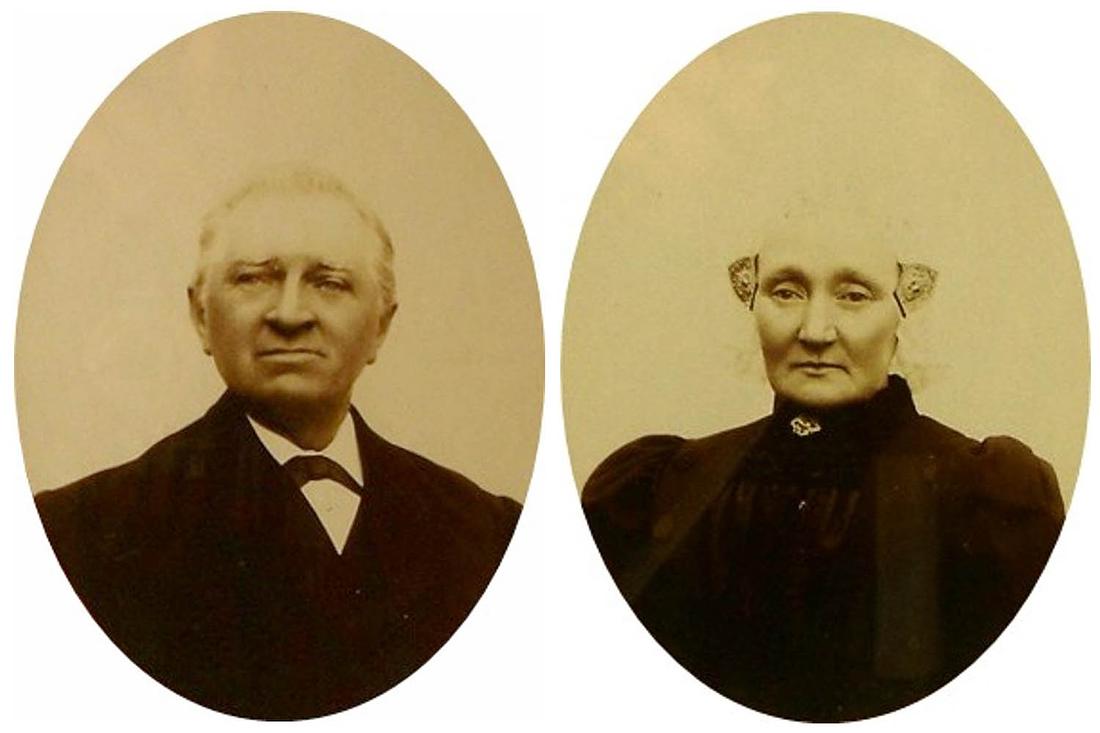 1, Molen 06437 l De Eendracht (voorganger) (Anjum/ Eanjum), Molenaar Doeke Hendriks Turkstra en zijn vrouw Elisabeth Martens Smids. In 1889 zagen zij hun molen in vlammen opgaan. | Database Nederlandse molens