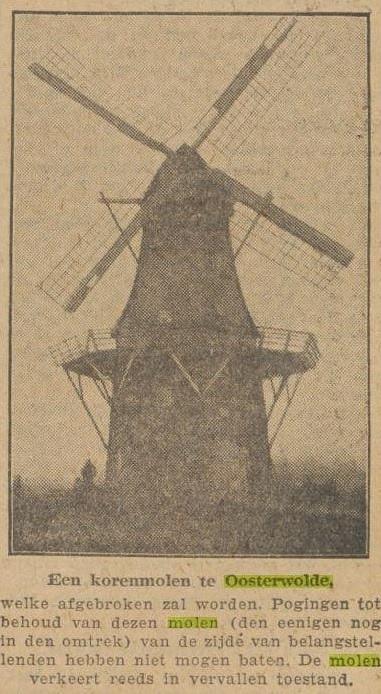 1, Molen 02765 Molen van Vondeling (Oosterwolde/ Easterwâlde (Oosterwoolde)), krantenartikel | Database Nederlandse molens