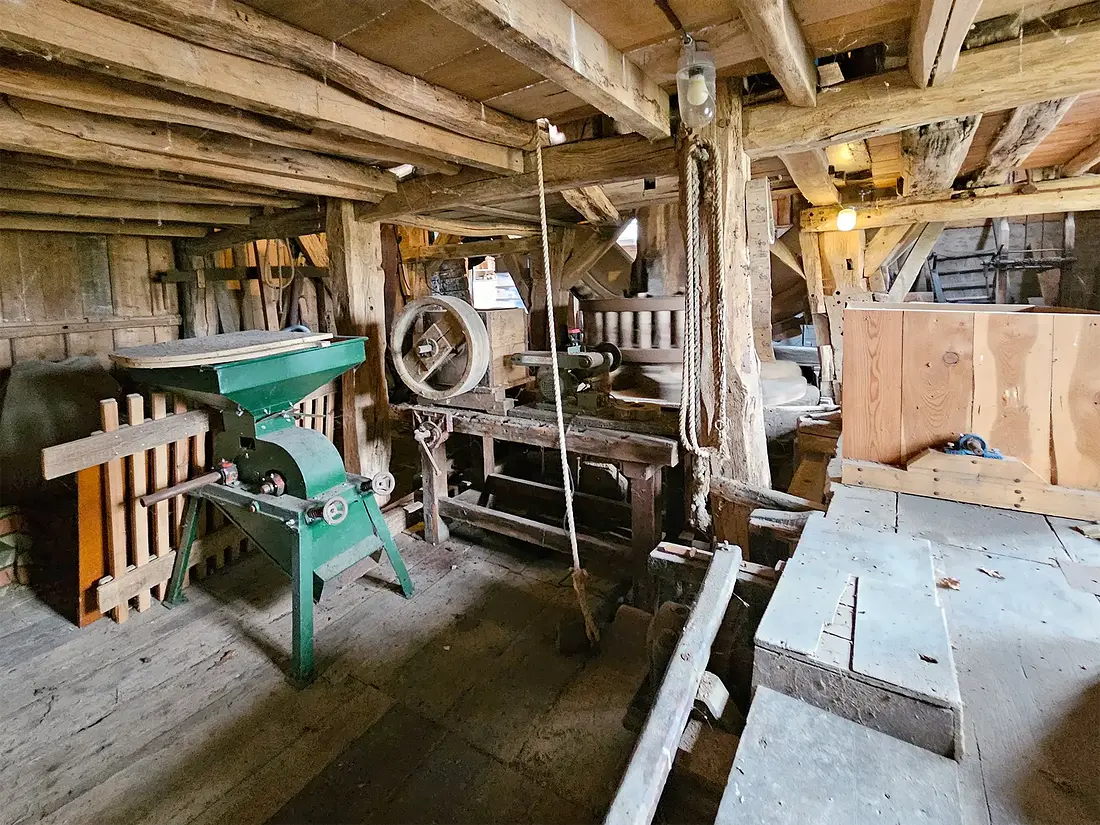 7, Molen 02605 Opwettense Watermolen (Opwetten), Lukas Vandael (10-03-2024)&nbsp;De vroegere zaagruimte. | Database Nederlandse molens