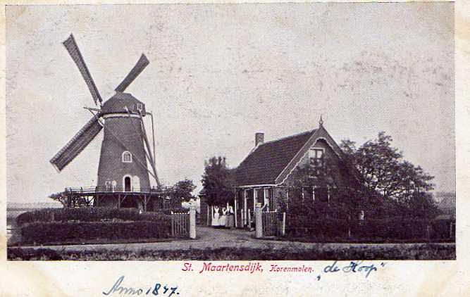 3, Molen 03532 De Hoop (Sint-Maartensdijk), Ansichtkaart, coll. J. Broere | Database Nederlandse molens