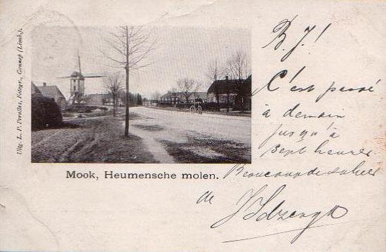 3, Molen 01616 Heumensche Molen (Heumen), Foto van L.P. Perolles Gennep 1899-1900Uitg.Lelienveld, Heumen 1910-1920 (coll. J.T. Gerrits) | Database Nederlandse molens