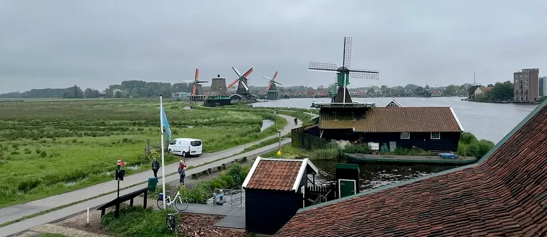1, Molen 10101 Het Klaverblad (Zaandam), Job de Groen (17-05-2024)&nbsp;"Het Klaverblad" gezien vanaf "De Bonte Hen" kort na het steken van de roeden. | Database Nederlandse molens