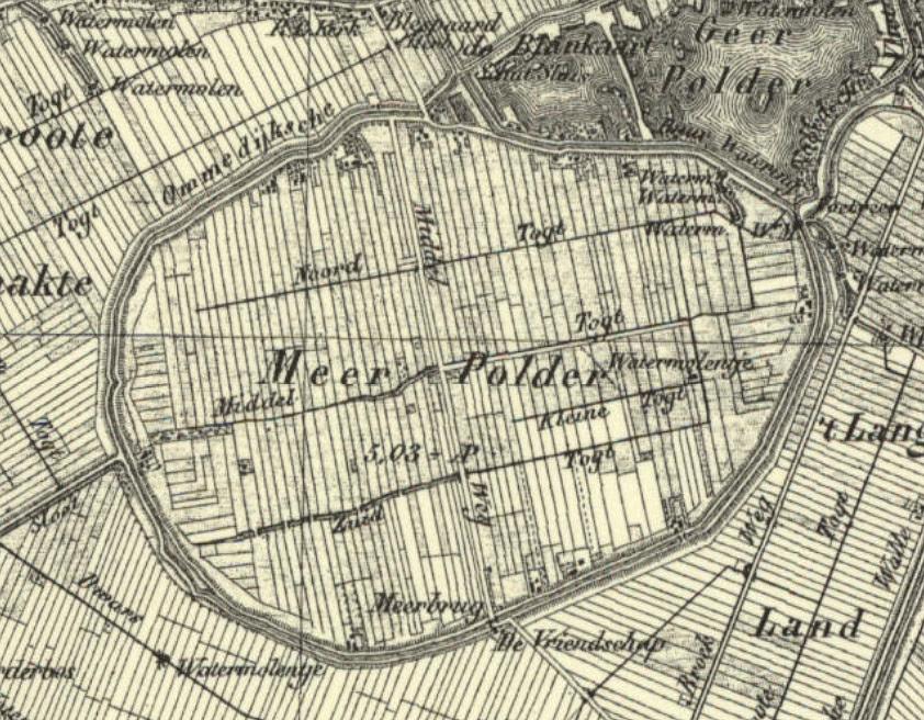 Molen 06497 j Zoetermeersche Meerpolder, Kleine Molen (Zoetermeer), kaartfragment 1800 met daarop de Zoetermeersepolder en het Watermolentje | Database Nederlandse molens