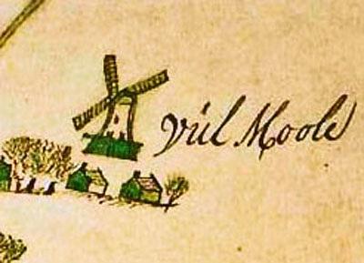 Molen 12518 Molen aan het Kasteel,  opvolger  (Diever), detail van kaart 1753 | Database Nederlandse molens