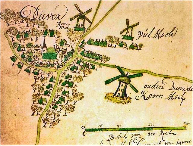 1, Molen 06444 a Blokmolen (Diever), detail van kaart 1753 | Database Nederlandse molens