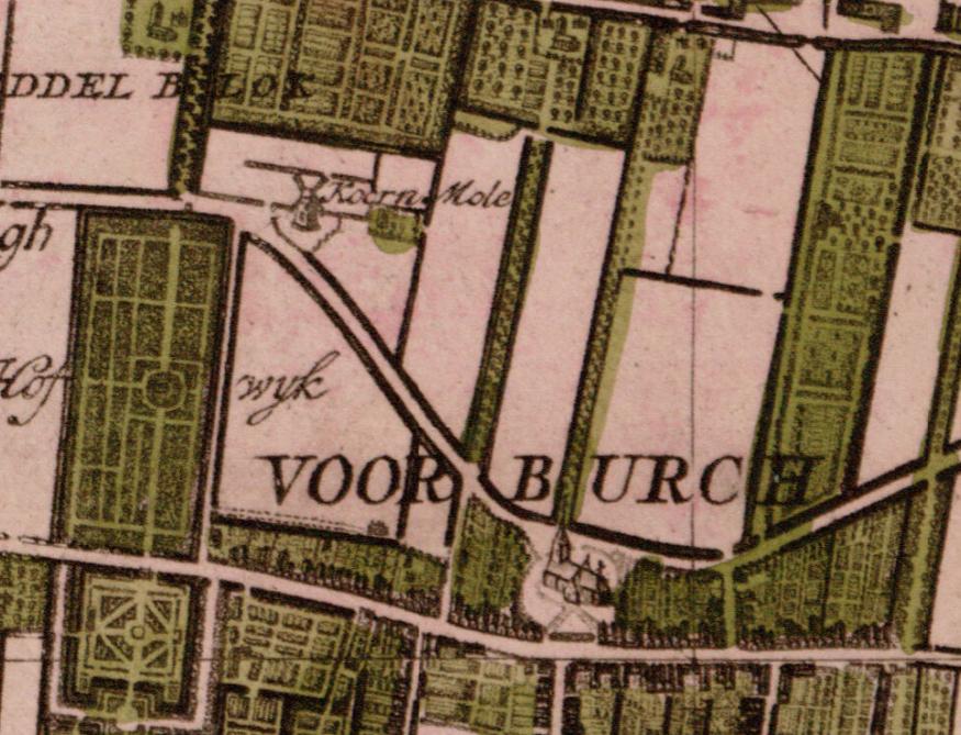Molen 06498 y (korenmolen) (Voorburg), Deel van Krukiuskaart 1712, zie TU-Delft | Database Nederlandse molens