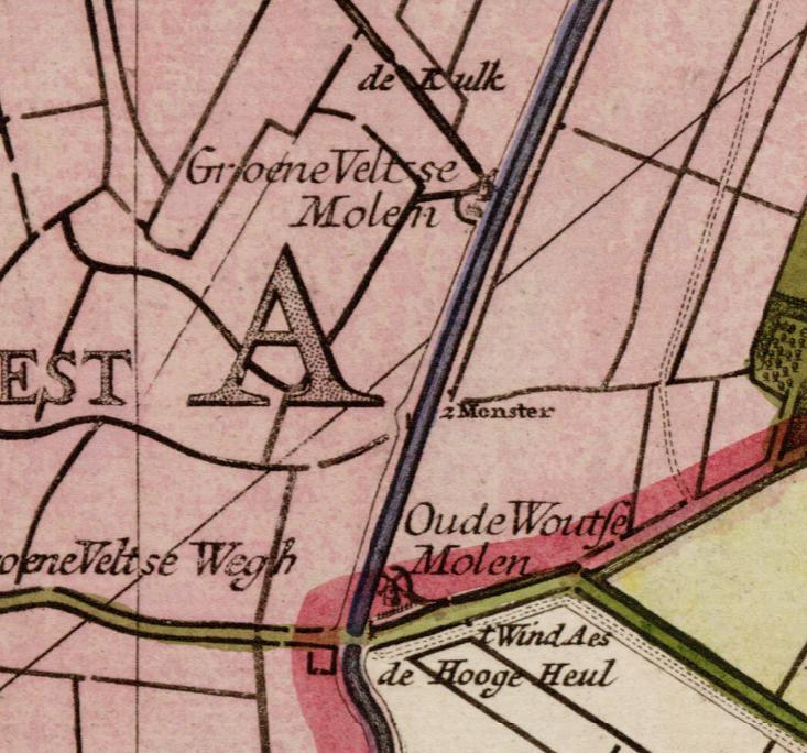 2, Molen 08655 Groeneveldse Polder (1e) (Schipluiden), Deel van kaart van Krukius, 1712 | Database Nederlandse molens