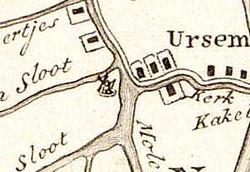 Molen 08623 Meelmolen (Ursem), Kaart fragment: C.W.M. Klijn, 1856 | Database Nederlandse molens