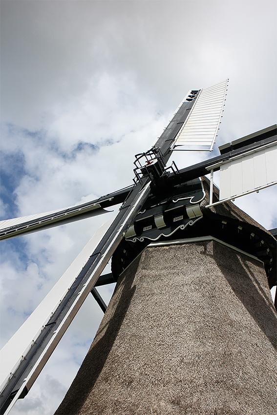 4, Molen 10235 Aylvapoldermolen (Burgwerd / Burchwert), G.J. van Reeuwijk (6-7-2020)Overzicht van het gevlucht. Zelfzwichting met op de binnenroede fokwieken en op de buitenroede de halfverdekkerde stroomlijnwieken.  | Database Nederlandse molens