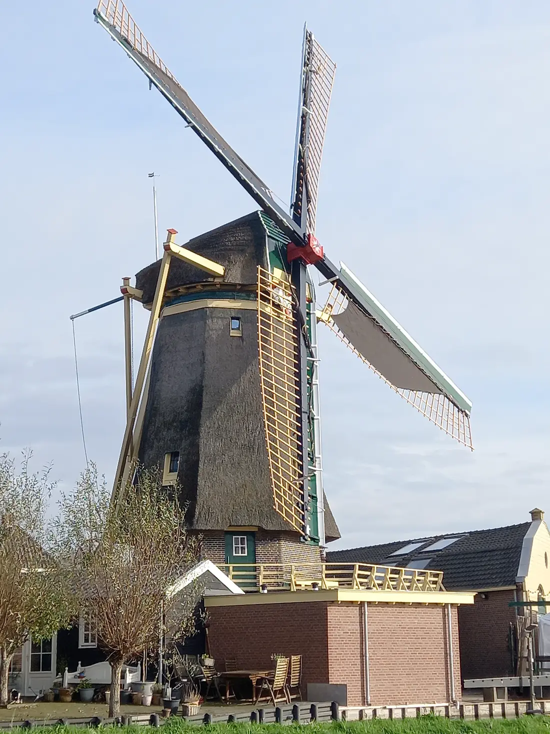 Molen 03525 Windlust (Nootdorp), Cock Weerheim (22-11-2025)&nbsp;De molen draaiend met zijn nieuwe wiekenkruis. | Database Nederlandse molens