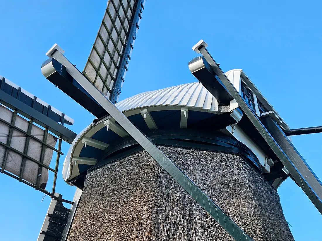 6, Molen 12345 Rispens (Oosterend / Easterein), Lukas Vandael (30-11-2025)&nbsp;De opvallende, gepotdekselde kap. | Database Nederlandse molens