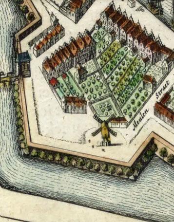 Molen 06904 z Zuiderpoortsmolen / Zuidermolen (Harlingen/ Harns), detail kaart Joan Blaeu 1649 | Database Nederlandse molens