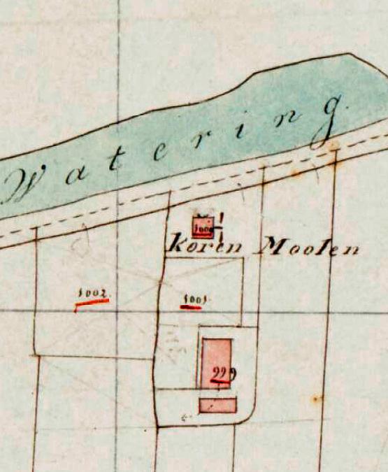 Molen 07500 De Arend (Bergambacht), Kadastrale kaart 1811-1832: minuutplan Bergambacht,
Zuid-Holland, sectie A, blad 04 nr 1000 (MIN08017A04) | Database Nederlandse molens