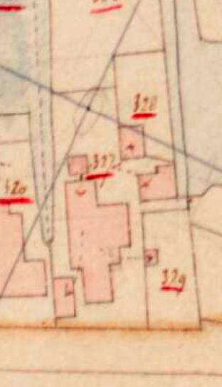 1, Molen 18113 Grutterij in Zevenhuizen (Zevenhuizen), Detail van de Kadastrale kaart 1811-1832: minuutplan Zevenhuizen, Zuid-Holland, sectie B, blad 02, nr 328 | Database Nederlandse molens