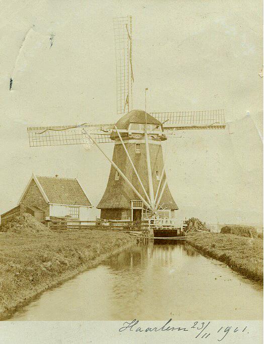 Molen 00808 a Waarderpolder, De Jonge Willem (Haarlem), Ansichtkaart, verzonden op 23-11-1901, collectie P. van den Berg | Database Nederlandse molens