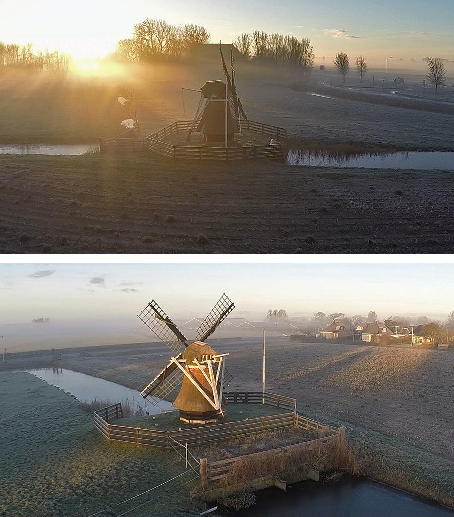 5, Molen 12347 Binnema's Mûne / Binnema's Molen / De Kleine Molen (Stiens), Dronefoto's: Djurre Visser (26-12-2014). | Database Nederlandse molens