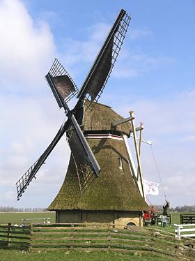Molen 06438 Stienhûster Mûne / De Steenhuistermolen (Stiens), W. Jans (17-03-2007). | Database Nederlandse molens