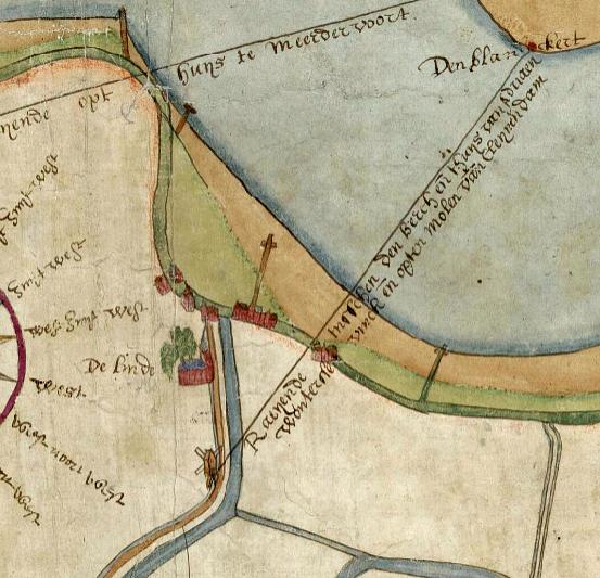 Molen 18059 Lindtse korenmolen (Zwijndrecht), collectie Nationaal Archief: Kopie naar een kaart van Symonn Jansz. en Corn. Jansz., 24 augustus 1592 | Database Nederlandse molens