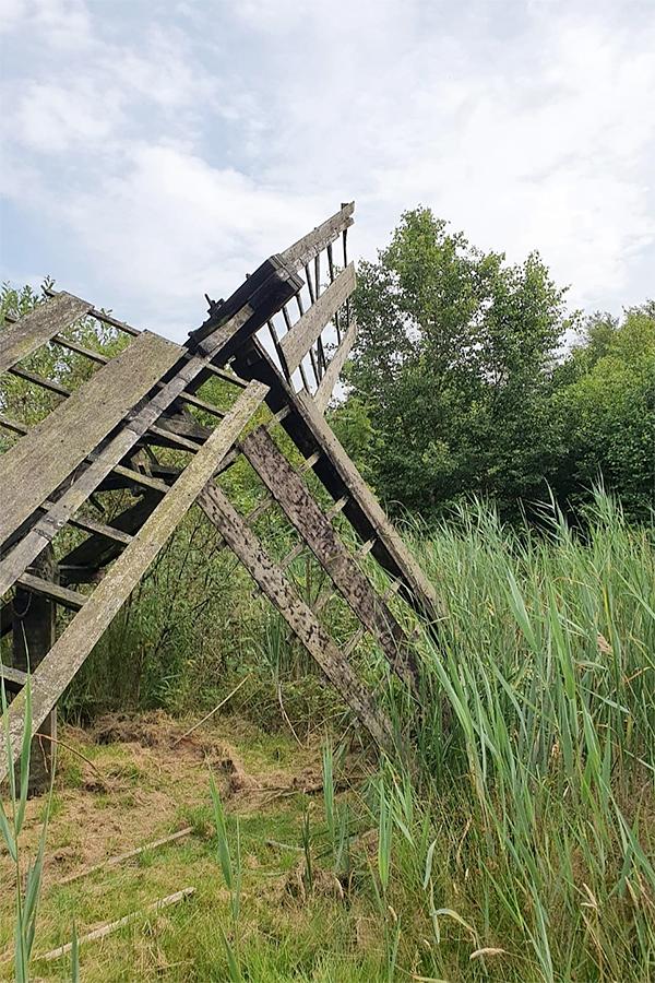 1, Molen 10222 (Tjasker bij De Deelen) (Luinjeberd), Milan Kats (29-7-2021)De tjasker is helaas sinds 2018 alleen maar verder achteruit gegaan. De binnenroe heeft een roedbreuk en de buitenroe is door de askop heen gezakt. | Database Nederlandse molens