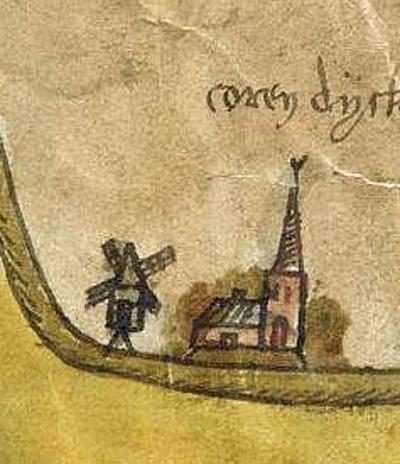Molen 17358 (standerdmolen) (Goudswaard), detail van kaart dd 1550 | Database Nederlandse molens