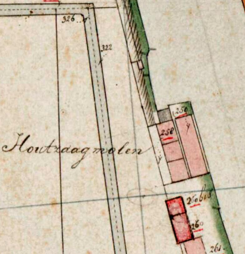 Molen 01789 bis v Achterste molen / Molen van Piek (Alphen aan den Rijn), detail van kaart Kadastrale kaart 1811-1832: minuutplan Oudshoorn, Zuid-Holland, sectie A, blad 02 (MIN08156A02) | Database Nederlandse molens
