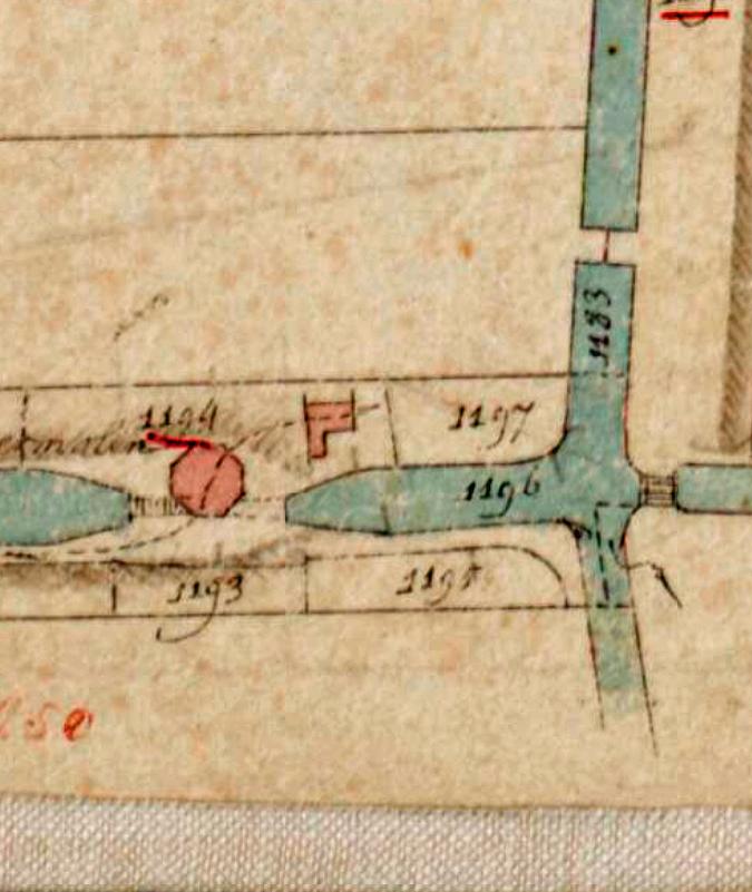 Molen 00051 a Aarlanderveensche Droogmakerij, ondermolen / Nr. 1 (Aarlanderveen), detail van kaart Kadastrale kaart 1811-1832: minuutplan Aarlanderveen, Zuid-Holland, sectie A, blad 04 (MIN08001A04) | Database Nederlandse molens