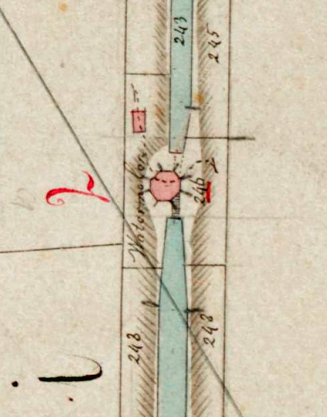 Molen 06486 o Aarlanderveensche Droogmakerij, bovenmolen / Nr. 3 (Alphen aan den Rijn), Kadastrale kaart 1811-1832: minuutplan Aarlanderveen, Zuid-Holland, sectie B, blad 01 (MIN08001B01) | Database Nederlandse molens