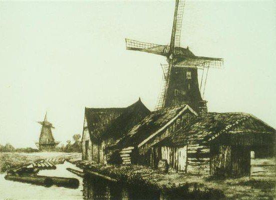 1, Molen 00687 b De Tulp (Assen), Afbeelding: Collectie M. Walters, rechts de molen, linksachter molen Rademakers | Database Nederlandse molens