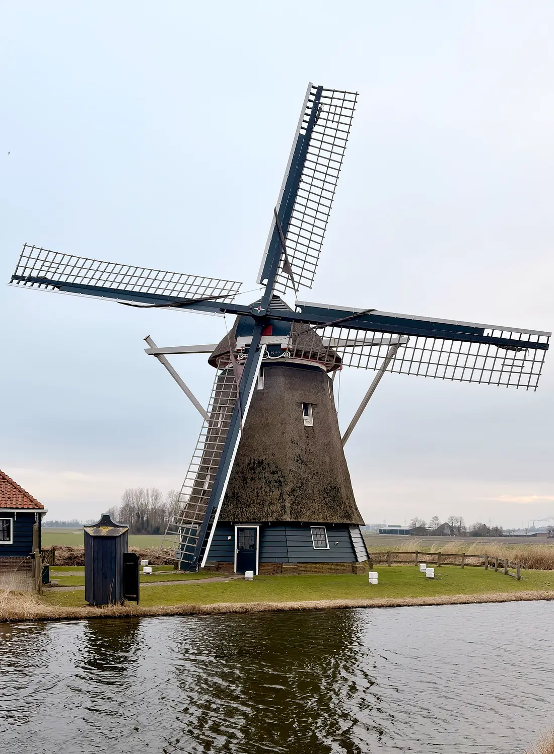 Molen 00170 De Otter (Oterleek), Bram Westerink (19-02-2026)&nbsp;De molen heeft weer groene windborden met witte voorzomen. | Database Nederlandse molens