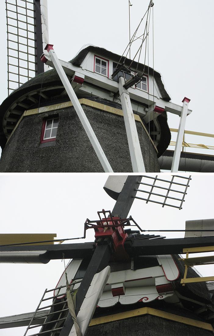 4, Molen 02833 De Hoop (Oud-Zevenaar), Piet Glasbergen (23-5-2013).De oplettende kijker ziet dat het gat voor de zwichtstang niet door de walpen loopt, maar daar duidelijk naast. Evengoed functioneert het systeem hier naar behoren.  | Database Nederlandse molens