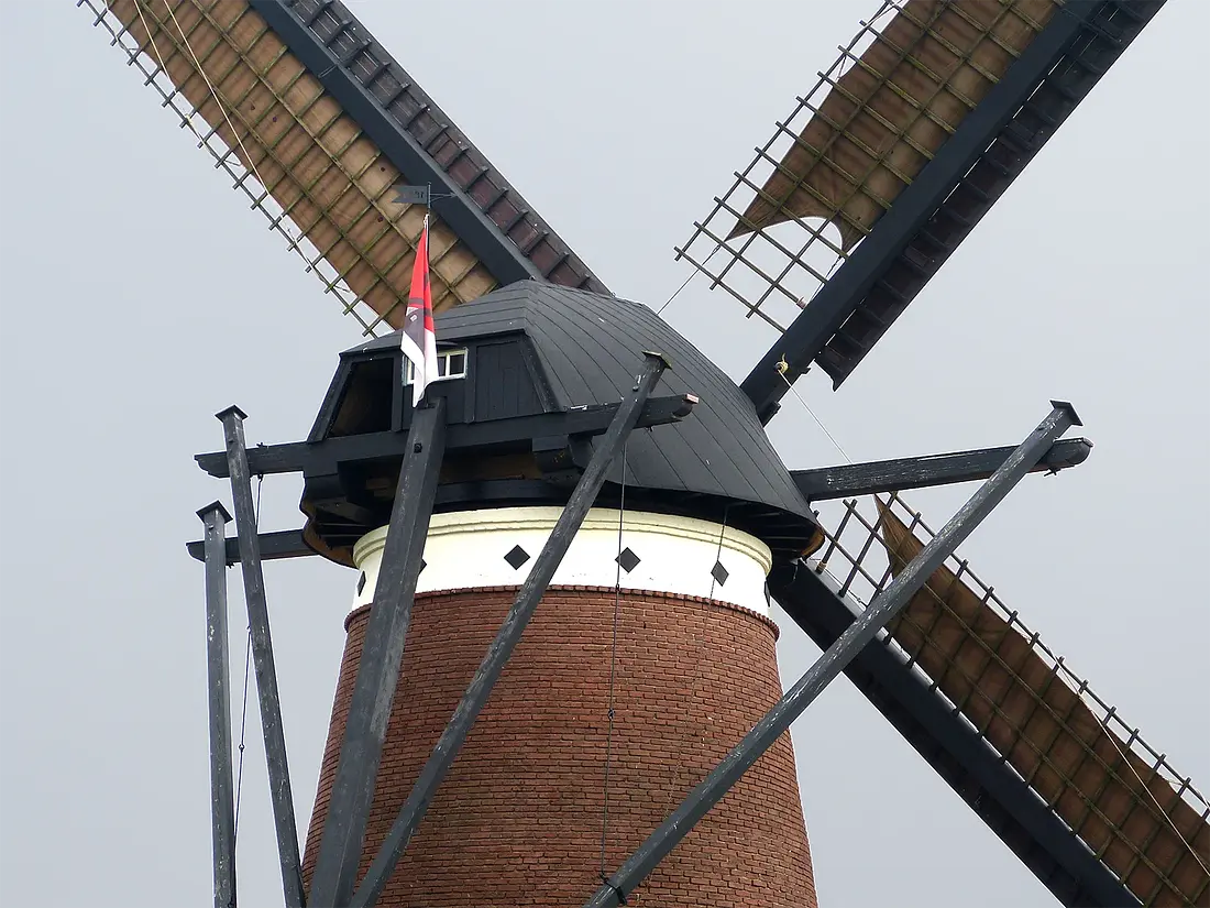 8, Molen 03104 e Düffels Möll (Stokkum), Thije Jansen (26-2-2022)De molen heeft na ruim 80 jaar weer dakleer op de kap!  | Database Nederlandse molens