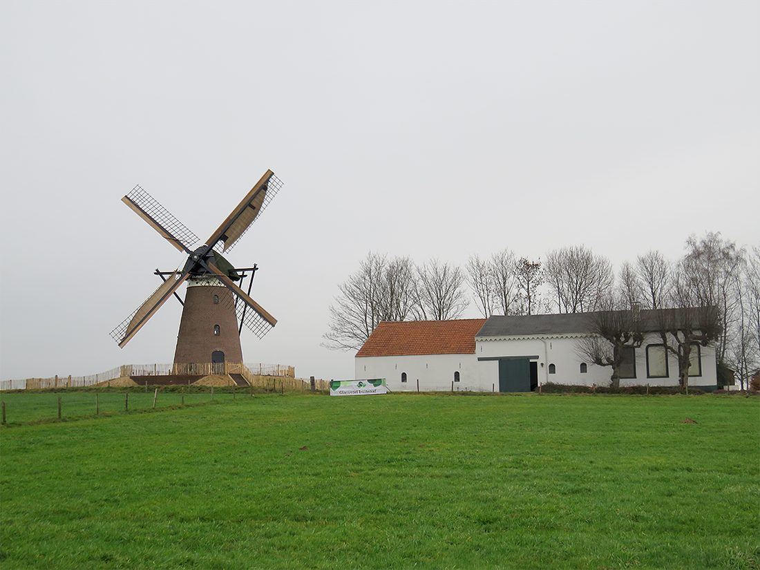 3, Molen 03104 e Düffels Möll (Stokkum), William Bouter (29-12-2017)Het unieke molencomplex; vlnr; molen, voormalige bakkerij, koeienstal (deel), en het muldershuis. | Database Nederlandse molens