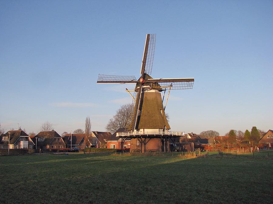 3, Molen 01239 De Maagd (Hulshorst), De molen met zijn omgeving.  Piet Glasbergen (17-1-2015). | Database Nederlandse molens