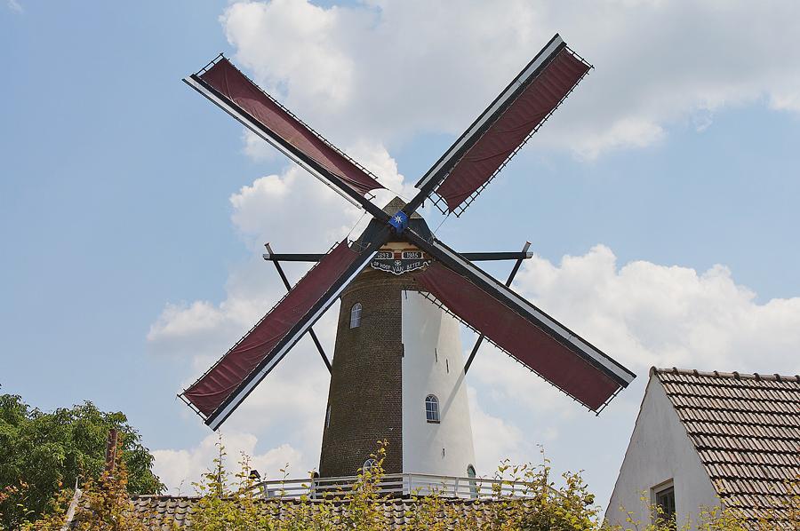 3, Molen 02660 e Op Hoop Van Beter (Ingen), Mooi half wit geschilderd met volle zeilen draaiend.  Boukje van Leijen (26-6-2014).  | Database Nederlandse molens