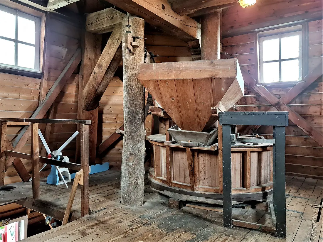 16, Molen 06410 De Meeuw (Garnwerd), Pieter Zuijkerbuijk (31-8-2023)<br>Let op de steenkraan: min of meer een boom!&nbsp; | Database Nederlandse molens