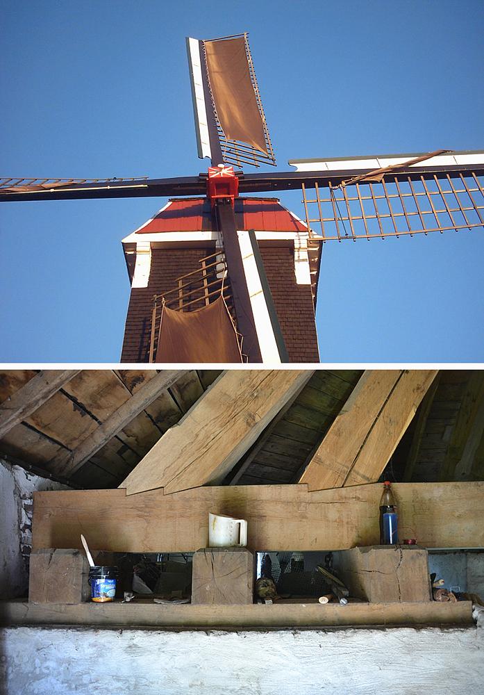 9, Molen 02785 Sint Lindert / Molen van Niessen (Beegden), Foto boven: Rob Simons (29-11-2006).  Foto onder: Rob Pols (25-7-2012). | Database Nederlandse molens