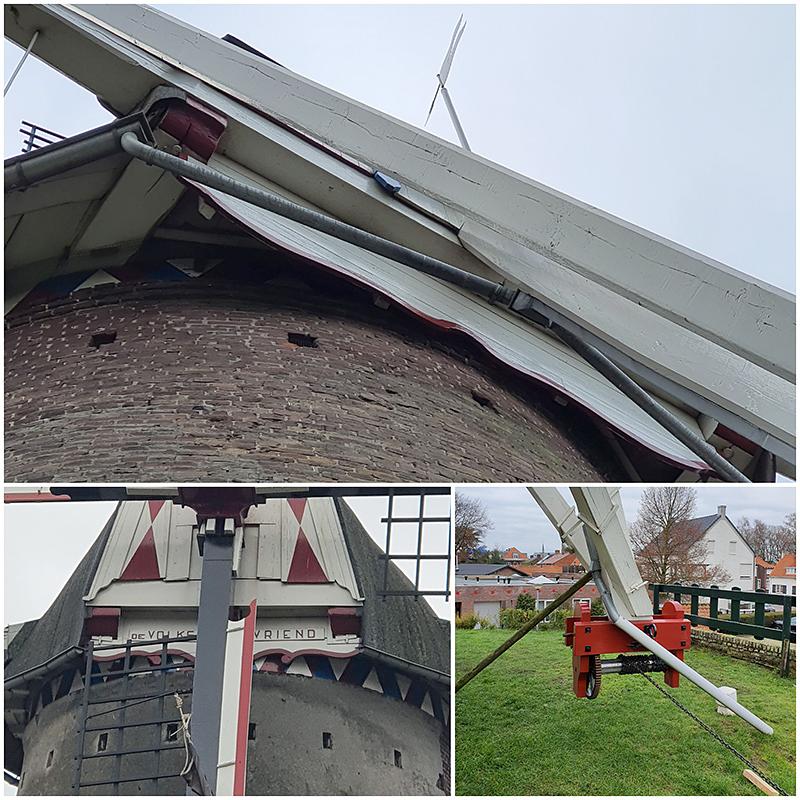 5, Molen 01583 De Volksvriend (Liessel), Pieter Zuijkerbuijk (7-12-2019)De kap is voorzien van een hemelwaterafvoer (mastgoot) langs de staartbalk. | Database Nederlandse molens