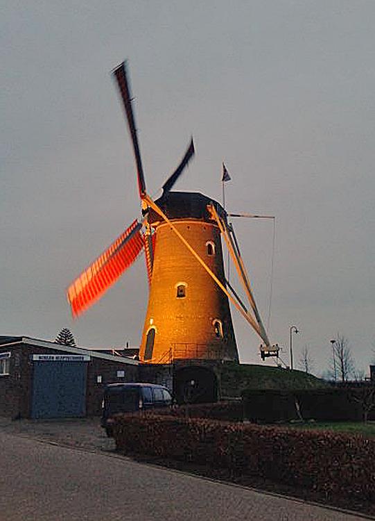 4, Molen 02593 De Hoop (Den Hout), Tony Hop (31-1-2014)De Hoop draaiende op het zuidoosten. | Database Nederlandse molens