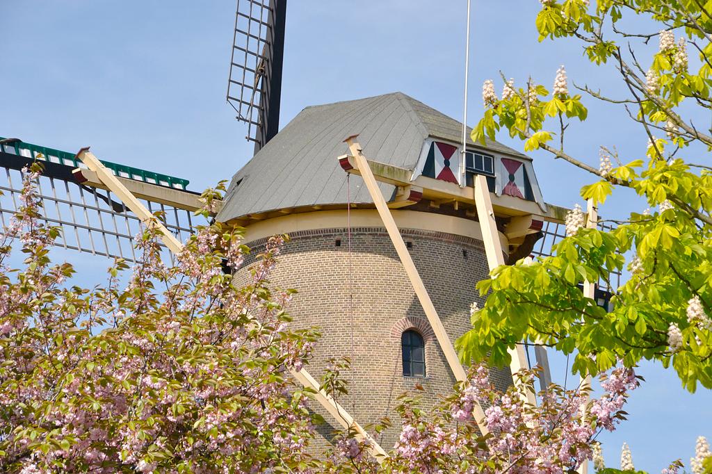 5, Molen 02655 De Bisschopsmolen (Etten), Rob Pols (6-5-2016)Na jaren van afwezigheid zijn er weer schuifijzers op het wiekenkruis voor de ophanging van de zeilen. | Database Nederlandse molens
