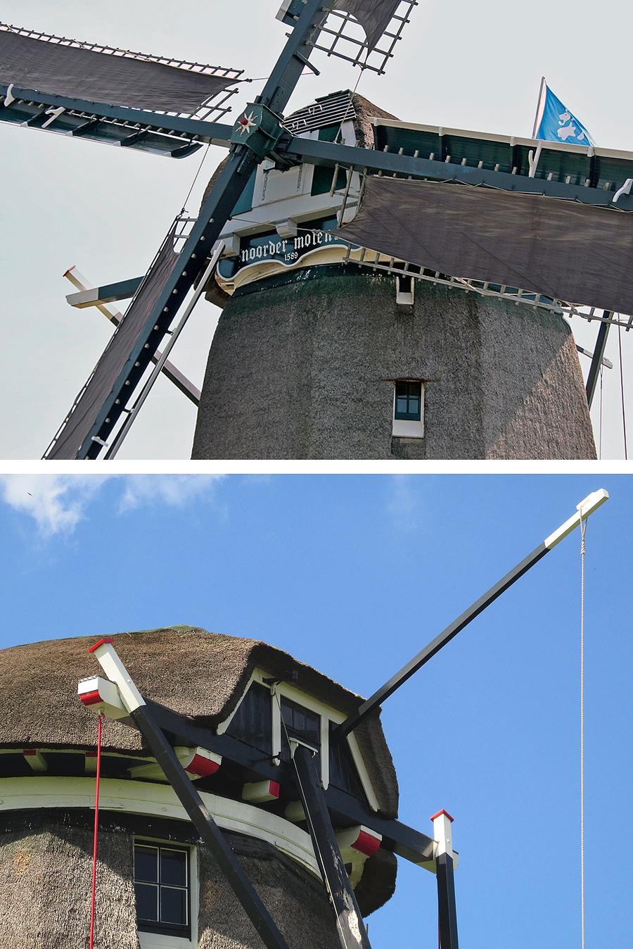 5, Molen 00037 Noordermolen (Akersloot), Foto boven: © Ton Koorevaar (6-6-2013), foto onder: Piet Glasbergen (2-9-2014). | Database Nederlandse molens