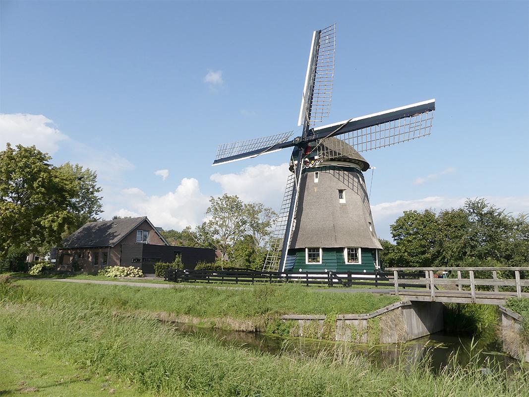 2, Molen 01156 Molen van de Zuidpolder (Edam), Piet Glasbergen (10-9-2019)De opvallende rode luiken zijn tijdelijk niet aanwezig. | Database Nederlandse molens