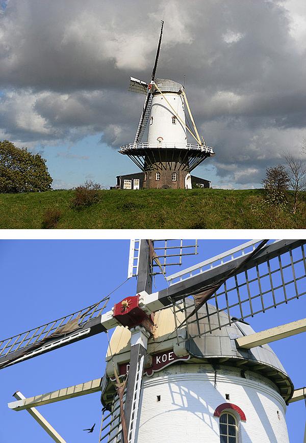 8, Molen 03319 De Koe (Veere), Bovenste foto: Hessel de Vries (22-10-2008), onderste foto Ton Koorevaar (24-5-2012). | Database Nederlandse molens