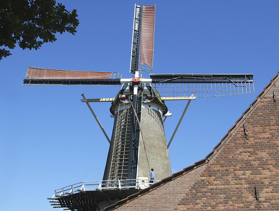 4, Molen 01664 De Pere (Oost-Souburg), Siebe Sneep (11-6-2014)Goed zicht op de fokwieken met automatische remkleppen. Na het malen worden de zeilen hier geklampt. | Database Nederlandse molens