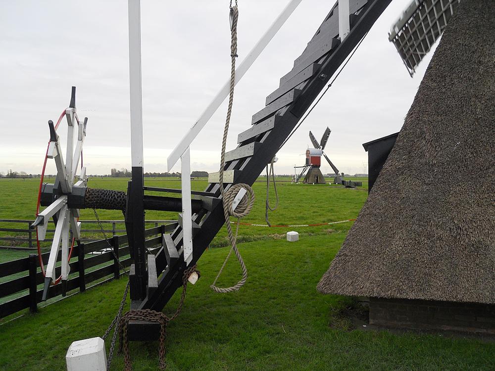 9, Molen 02490 Doesmolen (Hoogmade), Op de achtergrond de Kalkmolen.  Rob Simons (28-10-2012). | Database Nederlandse molens