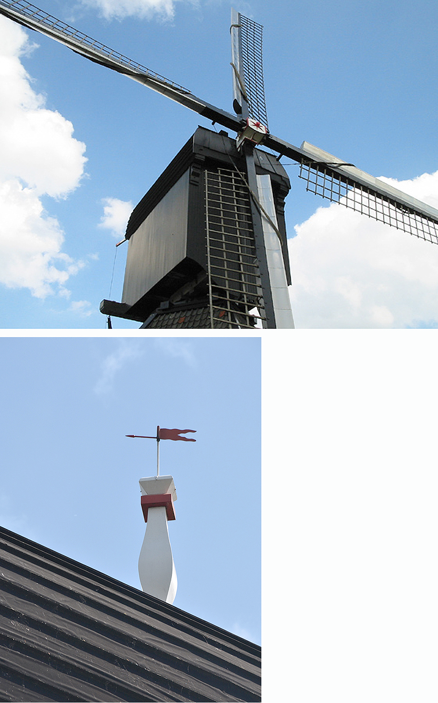 7, Molen 11663 De Blokker / Blokweerse wip (Alblasserdam (Kinderdijk)), Rob Pols (boven 31-7-2006, midden 15-5-2015) | Database Nederlandse molens