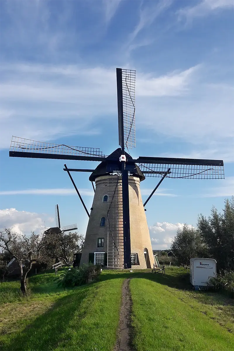 Molen 01515 bis Nederwaard Molen No.4 (Kinderdijk), J. Hoek (29-9-2022)Als eerste van de Nederwaard is de Nr.4 weer in de oorspronkelijke kleurstelling van vóór 1955 teruggebracht.&nbsp; | Database Nederlandse molens