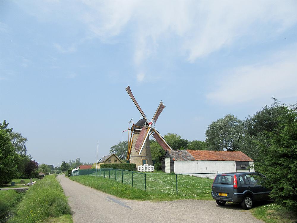 5, Molen 01908 (Naamloos) (Oostvoorne), Biotoop aan de noordzijde was, als de bomen in blad stonden, slechtFrank Moerland (27-5-2016) | Database Nederlandse molens